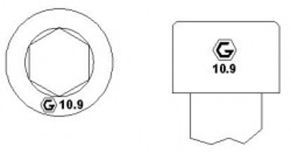 Kennzeichnung einer Zylinderschraube mit Innensechskant
