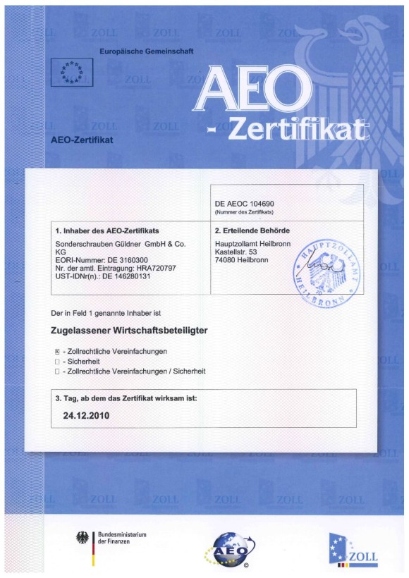 AEO-C Zertifikat (Zoll)